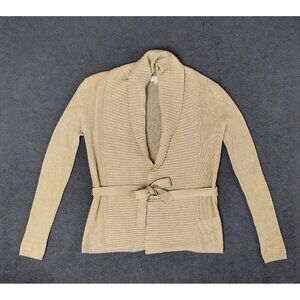 TSE Women's 100% Cashmere Open Cardigan Belted Sz (XS) Sweater Long Sleeve Tan